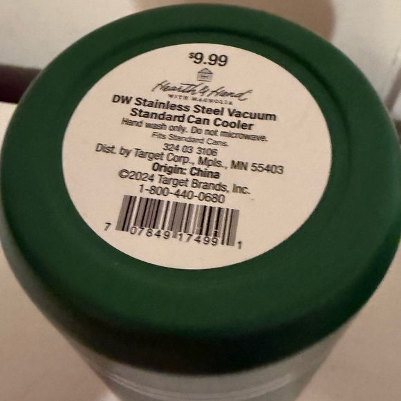 Hearth & Home Stainless Steel Vacuum Can Cooler. Green. Brand new! - Picture 3 of 3